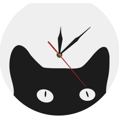 Peeping Cat 3D Wall Clock Moder Indoor Decoration Black Cat Acrylic Time Clock Unique Gift Idea For Cat Lover