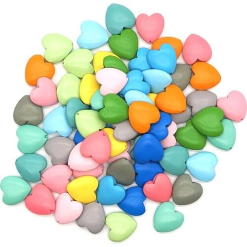 50pcs 25mm Mix Color Heart Shape Natural Wooden Beads DIY Baby Molars Jewelry Necklace Bracelet Loose Love Heart Wood Beads