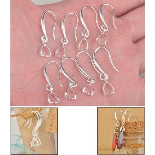 50PCS(25Pairs) Wholesale Jewelry Findings 925 Sterling Silver Hooks Earrings Wire Silver Ear Hook Earrings Accessories