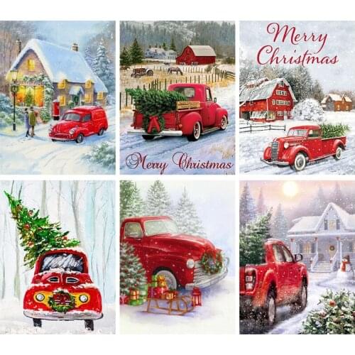 5D Diamond Embroidery Christmas Snow Car tree Pattern DIY Diamond Painting Mosaic Cross Stitch Full Drill Painting Home Decor