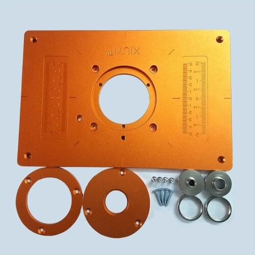 Aluminum Router Table Insert Plate 300x200mm Trimming Machine Flip Plate W/ Bushing and Cover for Woodworking Milling Guide