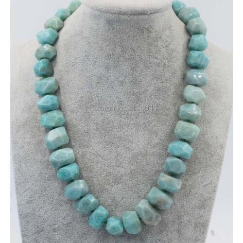 Amazonite flat green baroque faceted 13*18mm necklace 18inch wholesale nature beads FPPJ gemstone