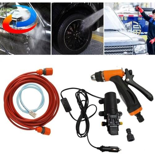 Car High Pressure Cleaning Spray Gun Set Portable 12V Cigarette Lighter Port Electric Water Pump High Pressure Gun Cleaning Set
