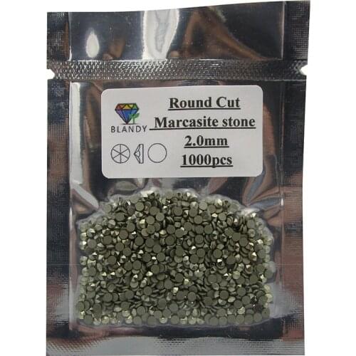 Free Shipping 1.0~2.0mm Round Cut Flat Back Loose Natural Marcasite Stone For DIY Jewelry High Quality