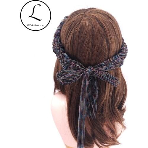 Shiny Colorful Braid Headband Hair Accessories For Women 2019 New Ladies Black Boho Hair Ties Hairband Party Turban Christmas