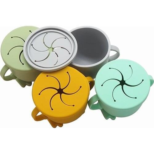 Chenkai 10PCS 8 Color Baby Feeding Snack Baby Cups Food Grade Silicone Drop-Proof Infant Learning Drink Cup Two Handle Grasping