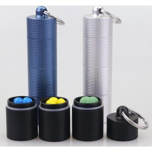 Keychain Pill Case Capsule Box 3 Separate Parts Free combination Outdoor Metal Portable Waterproof Survival Medicine Bottle