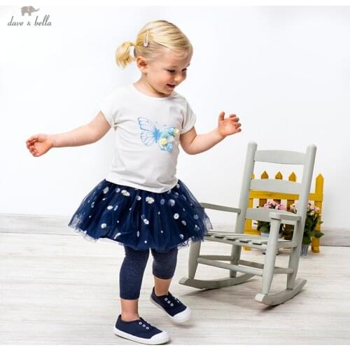 DBJ16496-1 dave bella summer baby girls cute cartoon floral T-shirt children tops girl kids fashion tees