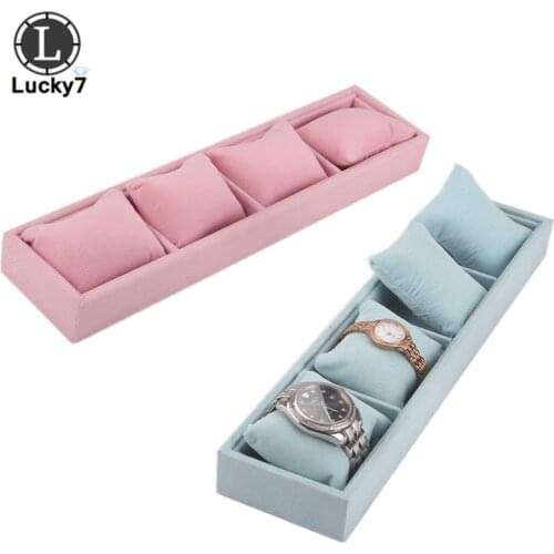 Jewelry Pillow Display Prop Watches Bracelet Showcase Watch Tray Bracelet Tray 4 Grids Jewelry Display Box