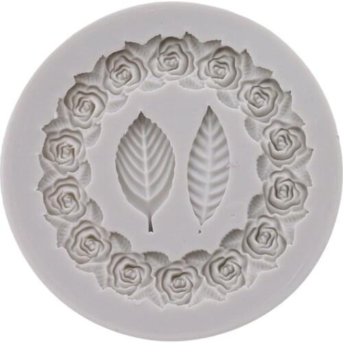 DIY Silicone Mold Rose Garland Leaf Frame Fondant Candy Mould 3D Wreath Leaves Shape Silicone Cake Mould Cake Decorative Tool