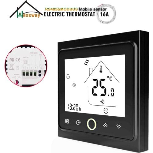 HESSWAY RS485&MODBUS Double NTC Sensor thermostat for underfloor heating 250V16A heating element