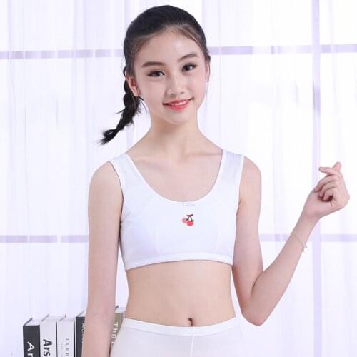 GONGZHUNIUNIU 8-14Yrs Girls Cotton Quilted Traing Bra With Cool Mesh Back Design