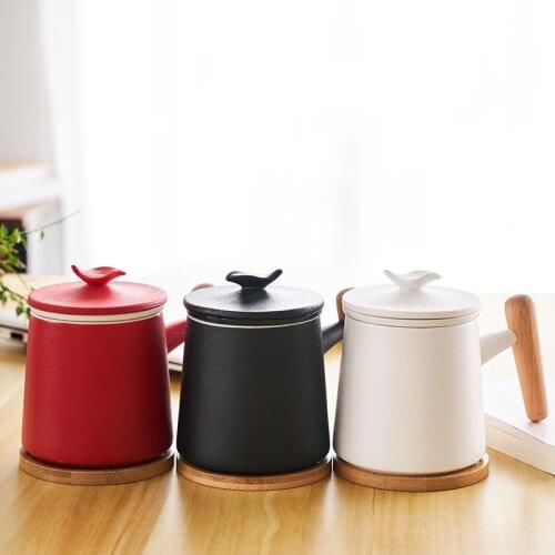 Ceramic large-capacity household water cup with lid personal filter bubble tea cup tea separation cup with lid XP01