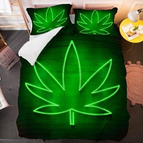 Green Maple Leaf Comforter Bedding Set 3D Print Luxury Queen King Single Duvet Cover Set Home Textile Decoration Fantasy Adult