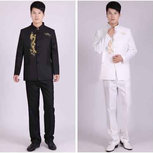 Chinese Suit Stand Collar Suits Men Chinese Tunic Suit Male Slim School Uniform School Wear Chinese Tradition Suit