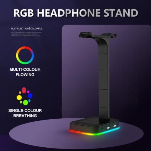 2021RGB headphone bracket color-changing headset gaming headset bracket glare dual USB gaming headset display stand