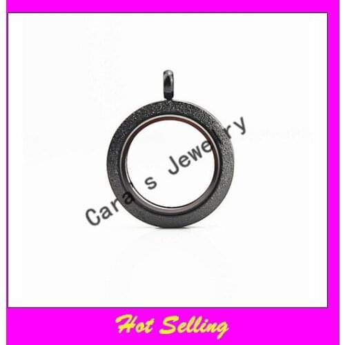 Hot selling stainless steel twist floating lockets black screw sparkle locket necklace 25mm