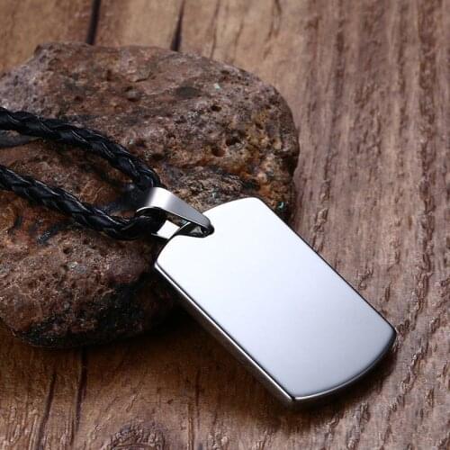 Modyle Fashion Mens Tungsten Carbide Chokers Necklaces Soldier Dog Pendant Necklace Men Black Leather Rope Chain Jewelry