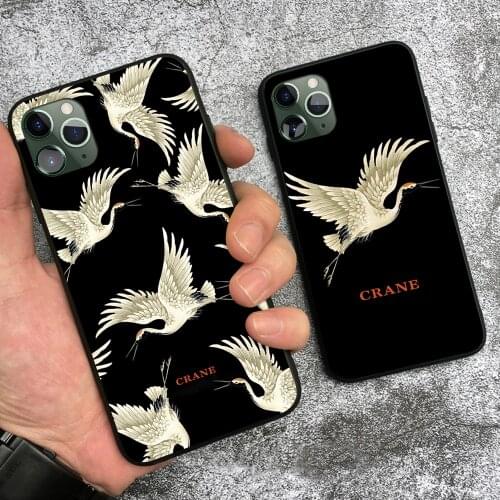 Red-crowned crane Birds japanese style For iPhone 6 6s 7 8 Plus X XR XS 11 12 mini Pro Max soft silicone Phone case cover shell
