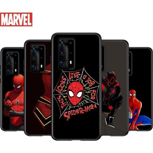 Soft TPU Cover Hot Marvel SpiderMan Art For Huawei P40 P30 P20 Pro P10 P9 P8 Lite RU E Mini Plus 2019 2017 Black Phone Case