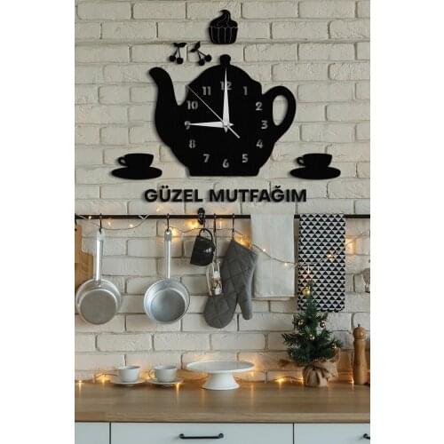 Wall Decor Çaydanlıklı Clock Beautiful Kitchen