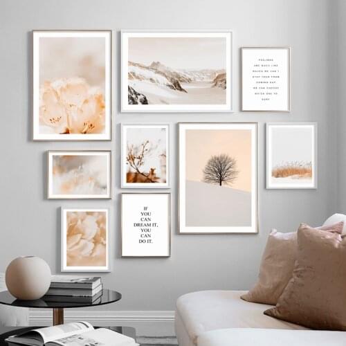 Mountain Flower leaf Plant Desert Tree Quotes Nordic Poster Wall Art Print Canvas Painting Wall Pictures For Living Room Decor