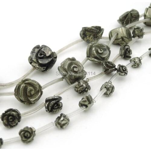 Natural Pyrite Straight Hole Rose Beads Strand For Making Bracelets Or Necklaces Jewellery Approx 16 Inches