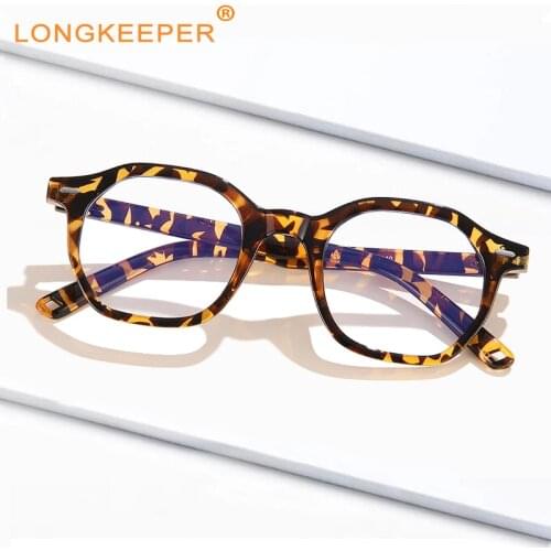 LongKeeper Leopard Anti Blue Light Glasses Vintage Square Eyewear Unisex Blue Light Blocking Computer Gaming Goggles Men 2021