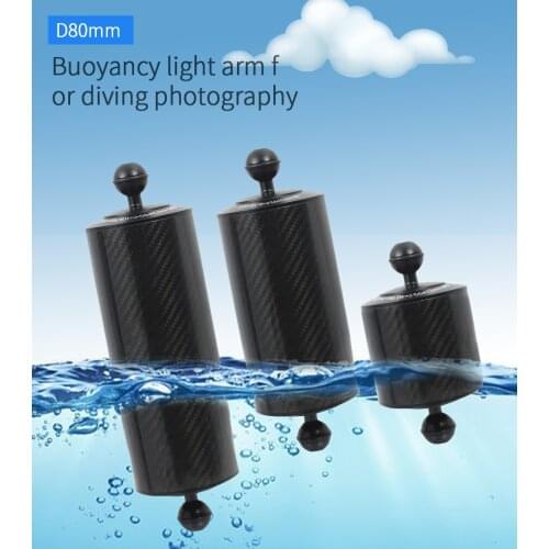 Upgrade Carbon Fiber Float Buoyancy Aquatic Arm 1" Dual Ball Floating Dia 80mm Diving Camera Underwater Tray for Gopro phone