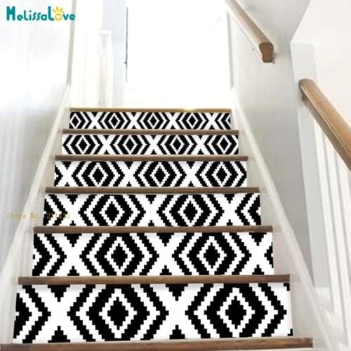 Rectangle Stacked Pattern Stairs Stickers Home Vinyl Decor Minimalist Scandinavian Design Waterproof Decals YT6265