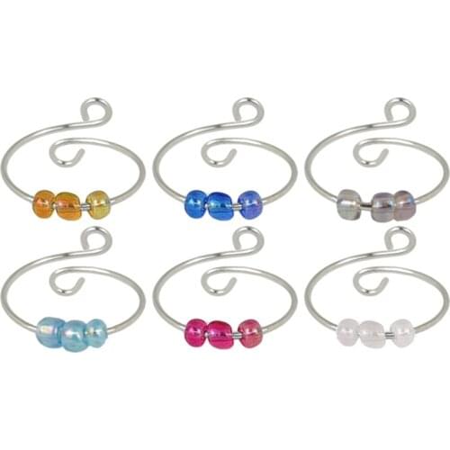 1PC Adjustable Open Ring Spinner Single Coil Spiral Fidget Ring Beads Rotate Freely Anti Stress Anxiety Toy For Girl Women