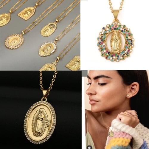 Retro St Benedict of Nursia Patron Against Evil Virgin Mary Catholic Miraculous Medallion Saint Pendant Religious Necklace Gift