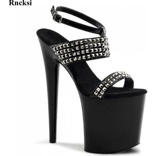 Rncksi Sexy Rivets New Shoes Women sandals platform 20cm high heels Night clubbing Pole Dance Girls Sandals Peep Toe Shoes