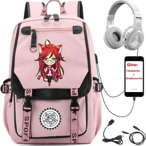 USB Charging teenagers Laptop packsack anime Black Butler backpack student School book Bag Women men Travel Backpack