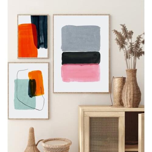 Grey Pink Abstract Watercolor Art Painting Modern Minimalist Wall Pictures Nordic Posters Canvas Prints Living Room Home Decor