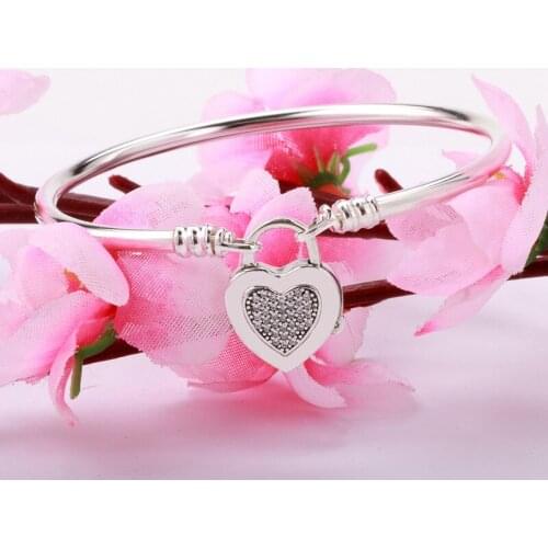 925 Sterling Silver Inlaid With Diamond Silver Lock Emperors Heart Bracelet