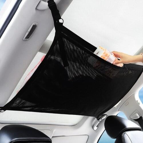 SUV Car Ceiling Storage Net Pocket Car Roof Bag Interior Cargo Net Breathable Mesh Bag Auto Stowing Tidying Interior Accessories
