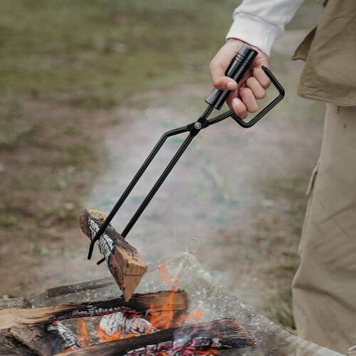 Outdoor Barbecue Charcoal Fire Tongs Solid Wood Handle Charcoal Fire Clamp Portable Campfire Accessories Duckbill Fire Tongs New