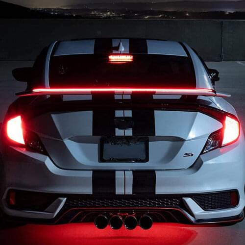 Universal Led Spoiler Lip Kit Flexible Spoiler Lights Waterproof Brake,Dual Flash, Turn Signal Lamp Car-styling Trunk Taillight