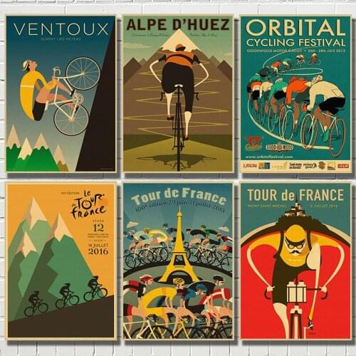 WTQ Alpe Mountain Bicycle Bike Ride Canvas Painting Vintage Retro Poster Wall Decor Wall Art Picture Room Decor Home Decor