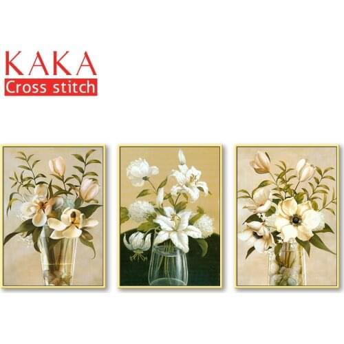 Cross stitch kits,Embroidery needlework sets with printed pattern,11CT-canvas for Home Decor Painting, Flowers Full NCKF288