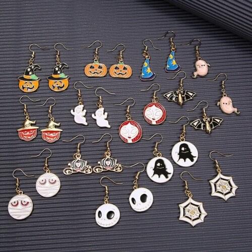 Halloween Drop Earrings For Women Pumpkin Spider Bat Dangle Earrings Halloweens Party Accessories Funny Jewelry Gifts