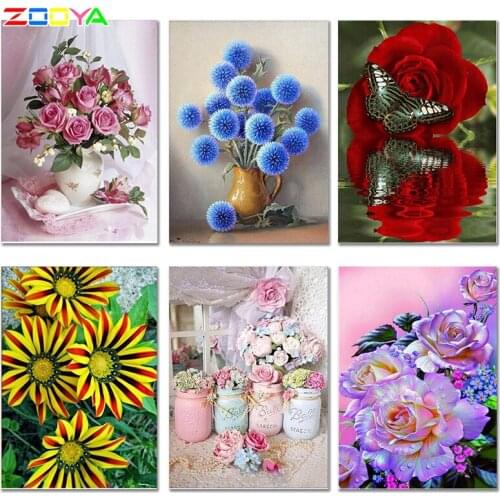 Zooya Diamond Embroidery Cross Stitch Flowers 5D Diy Diamond Painting Full Drill Resin Floral Diamond Mosaic Sale Picture Jh012