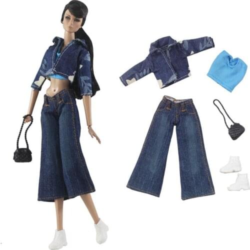 1:6 Fashion Dolls Clothes for Barbie Clothes Floral Short Jeans Coat Vest Handbag Shoes Pants Trousers 11.5" BJD Doll Accessory