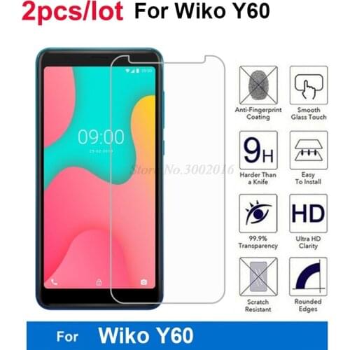 2 Pcs For Wiko Y60 Tempered Glass 2.5D Premium Ultra-thin Screen Protector For Wiko Y60 5.45" Protective Mobile Phone Glass Film
