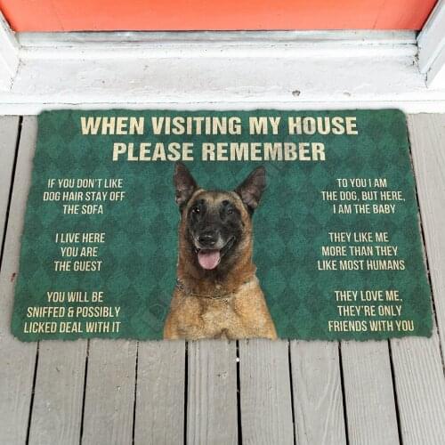 3D Please Remember Belgian Shepherds House Rules Custom Doormat Non Slip Door Floor Mats Decor Porch Doormat