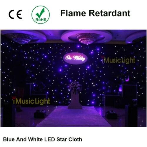 4mx9m Blue&white Events DJ Backdrop LED Starlit Curtain for Wedding Party Decoration with Bar Disco Hotel etc