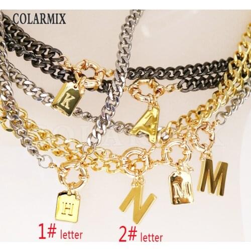 5 strands Letters pendants necklace Alphabets Sailor brooch chocker necklace for women choose letters after orders 9636