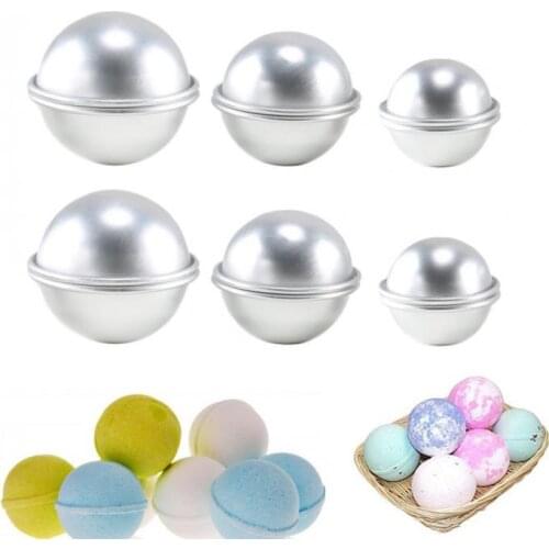 6PCS Round Aluminium Alloy Bath Bomb Molds DIY Tool Bath Bomb Salt Ball Homemade Crafting Gifts Semicircle Sphere Metal Mold