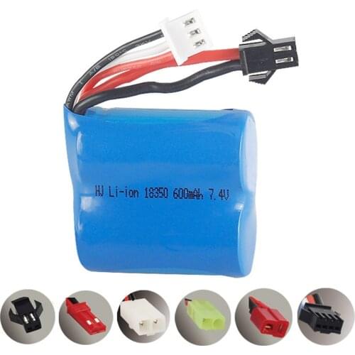 7.4V 600mAh 18350 Li-ion battery for TK H100 H102 S2 High speed remote control boats 7.4V high quality battery SM/JST/EL-2P Plug